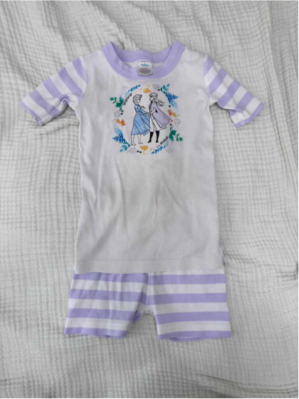 Girls Hanna Andersson Frozen II Pajama Set Size 5 White Purple cotton